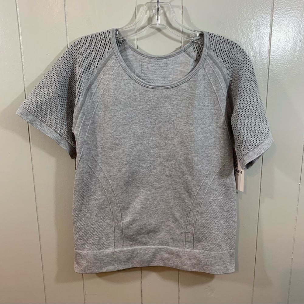 Nine West Active Gray Moisture Wicking Breathable Seamless T Shirt Top L/XL NEW